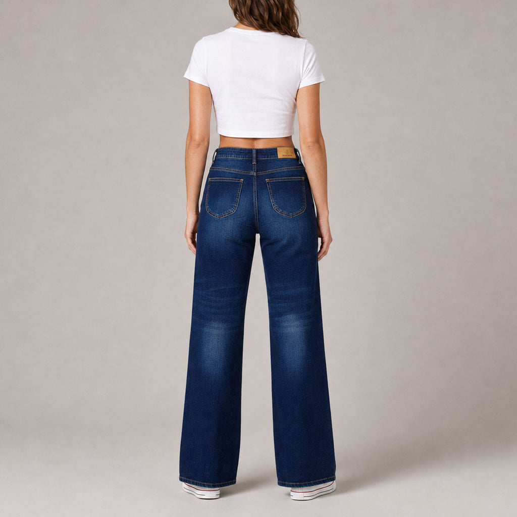 Custom Women's Deep Blue Straight Leg Fit Jeans