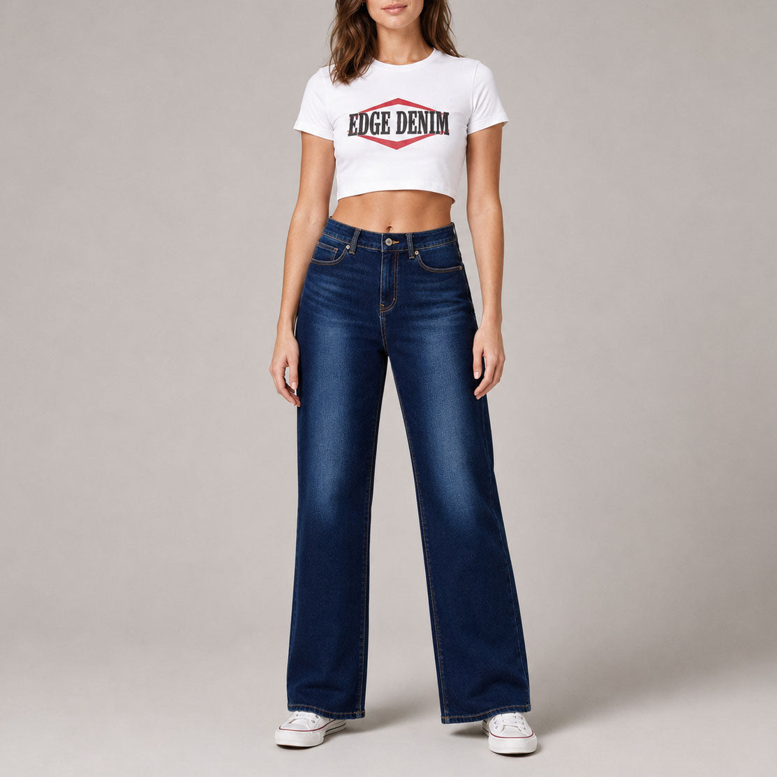 Custom Women's Deep Blue Straight Leg Fit Jeans
