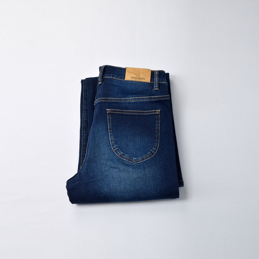 Custom Women's Deep Blue Straight Leg Fit Jeans