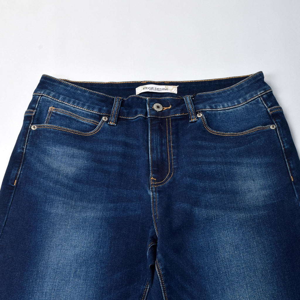 Custom Women's Deep Blue Straight Leg Fit Jeans