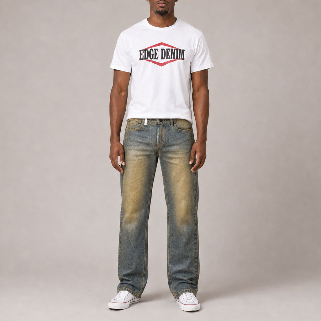 Custom Men's Waxed Coat Dirty Washed Jeans