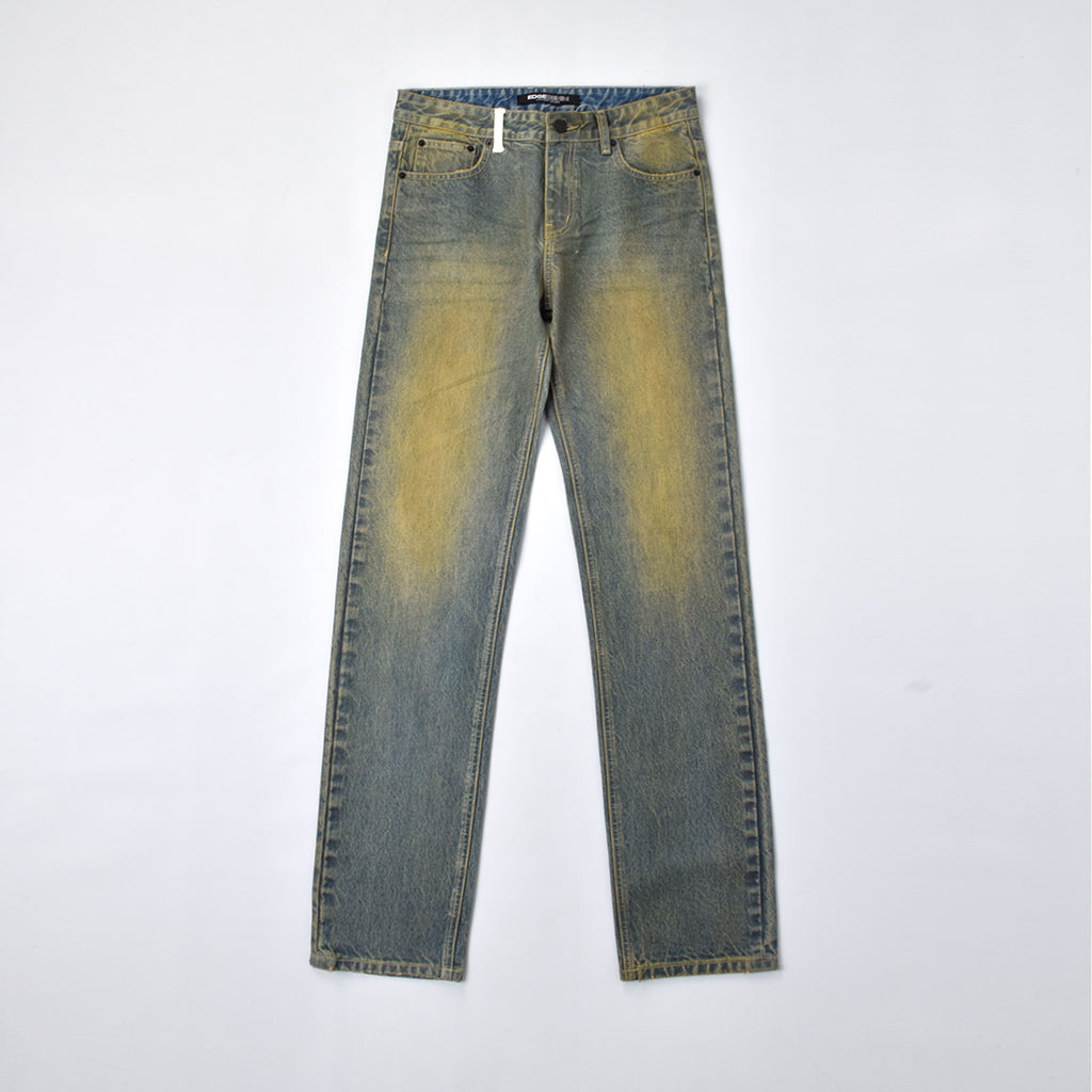 Custom Men's Waxed Coat Dirty Washed Jeans