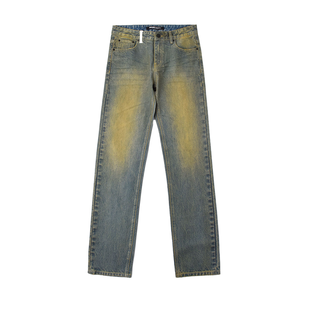 Custom Men's Waxed Coat Dirty Washed Jeans