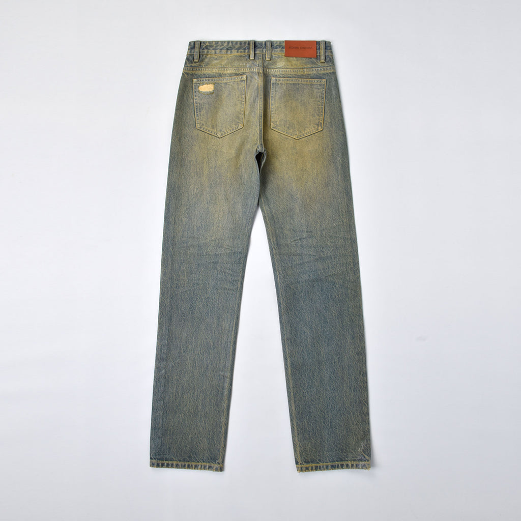 Custom Men's Waxed Coat Dirty Washed Jeans