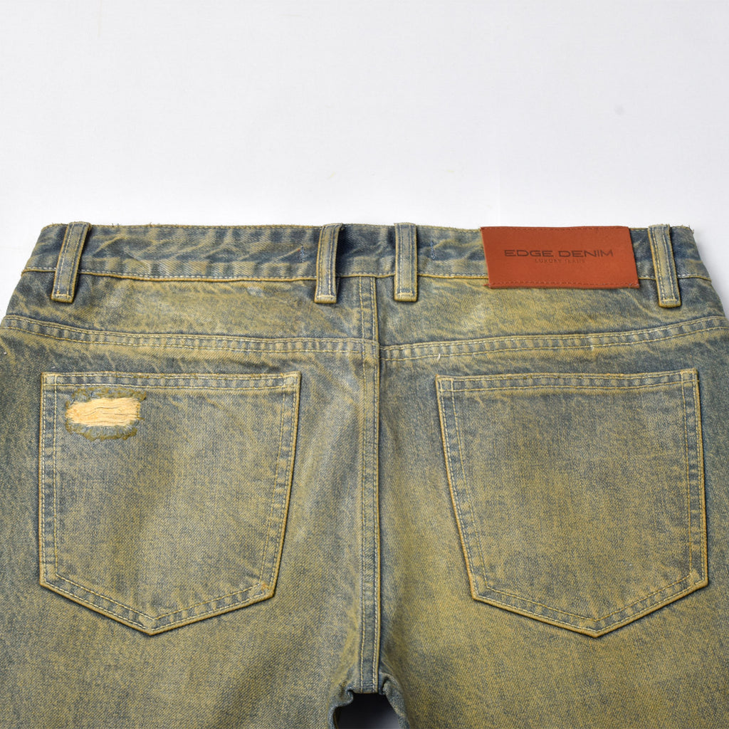 Custom Men's Waxed Coat Dirty Washed Jeans