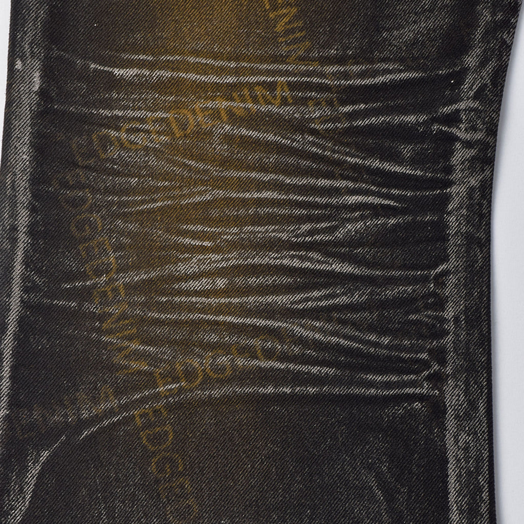 Custom Women's Laser Printing Dirty Washed Waxed Coat Flared Jeans