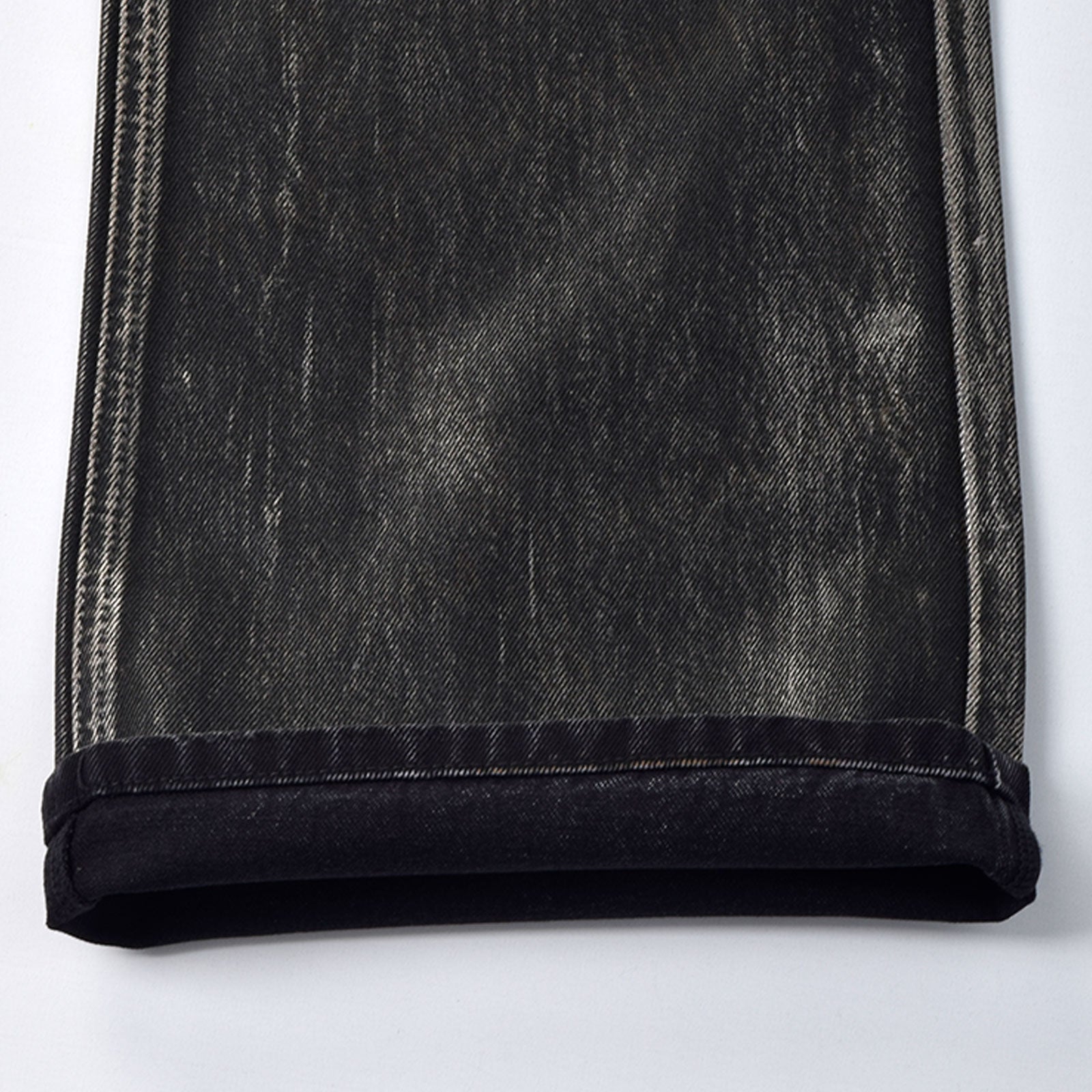 Custom Women's Laser Printing Dirty Washed Waxed Coat Flared Jeans