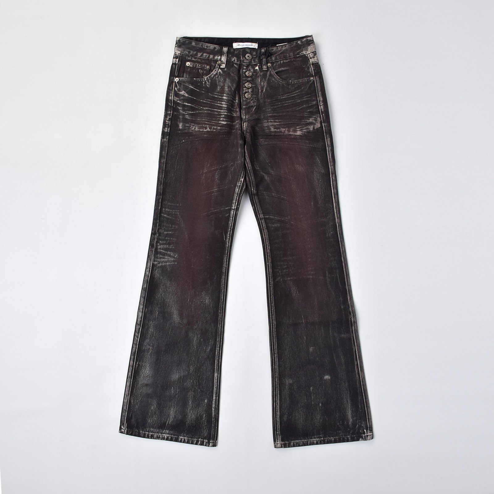 Custom Women's Dirty Washed Waxed Coat Flared Boot Cut Jeans