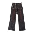Custom Women's Dirty Washed Waxed Coat Flared Boot Cut Jeans