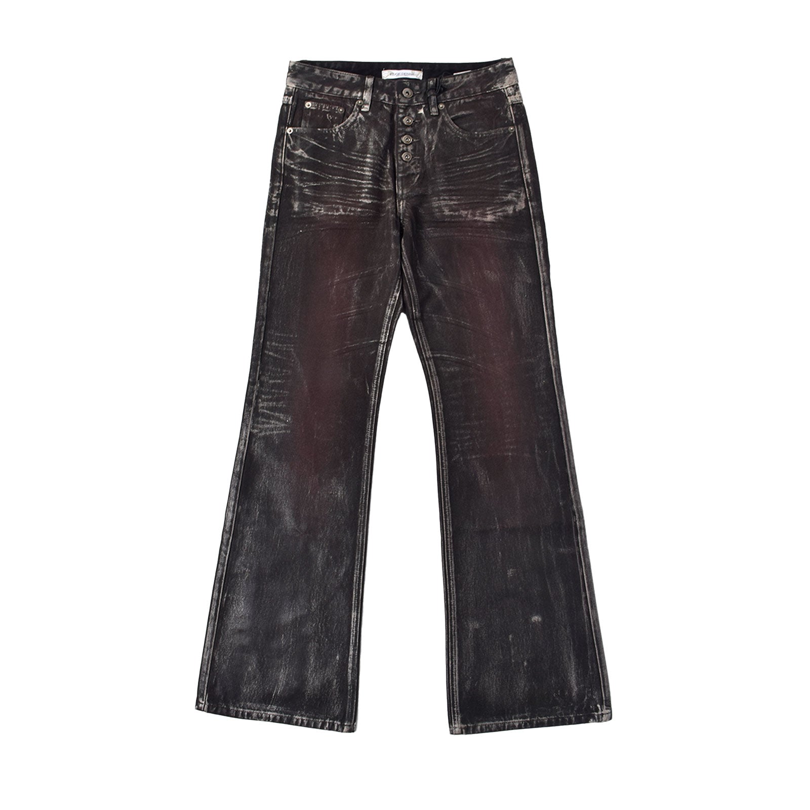 Custom Women's Dirty Washed Waxed Coat Flared Boot Cut Jeans