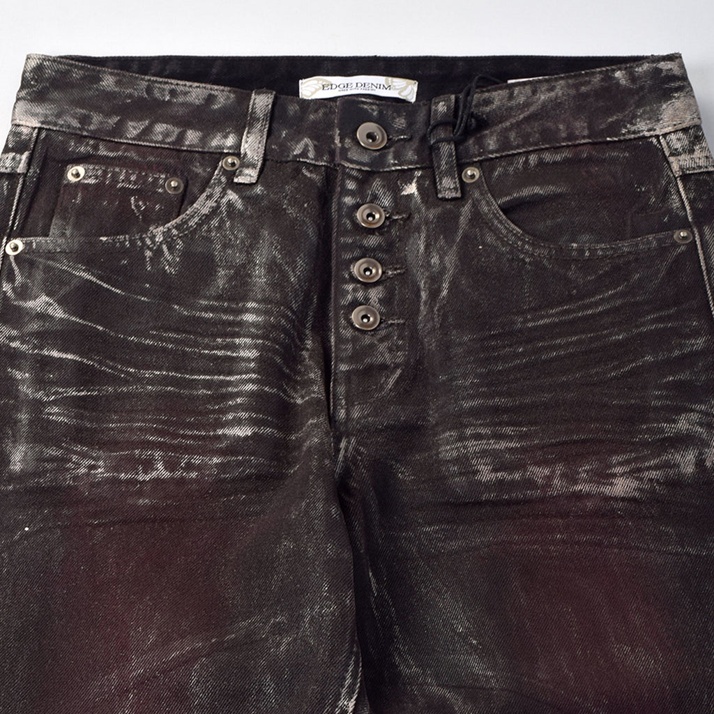 Custom Women's Dirty Washed Waxed Coat Flared Boot Cut Jeans