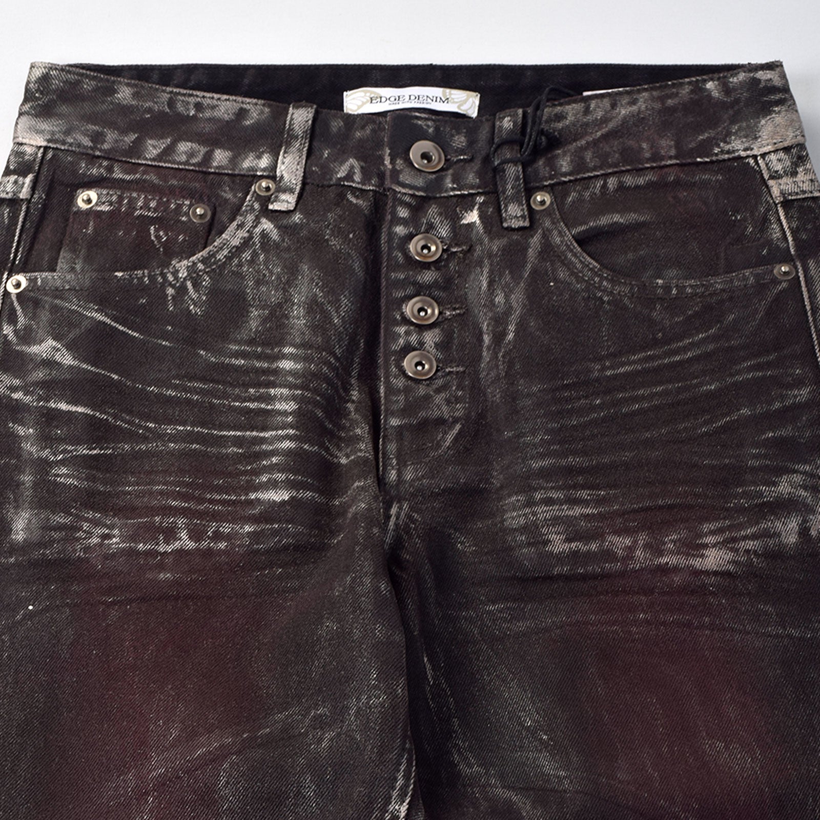 Custom Women's Dirty Washed Waxed Coat Flared Boot Cut Jeans
