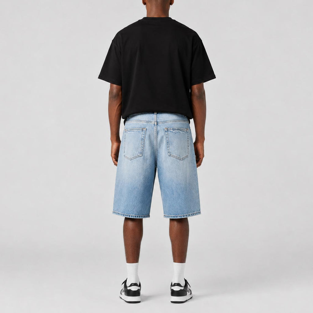 Custom Men's Blue Plain Baggy Denim Shorts