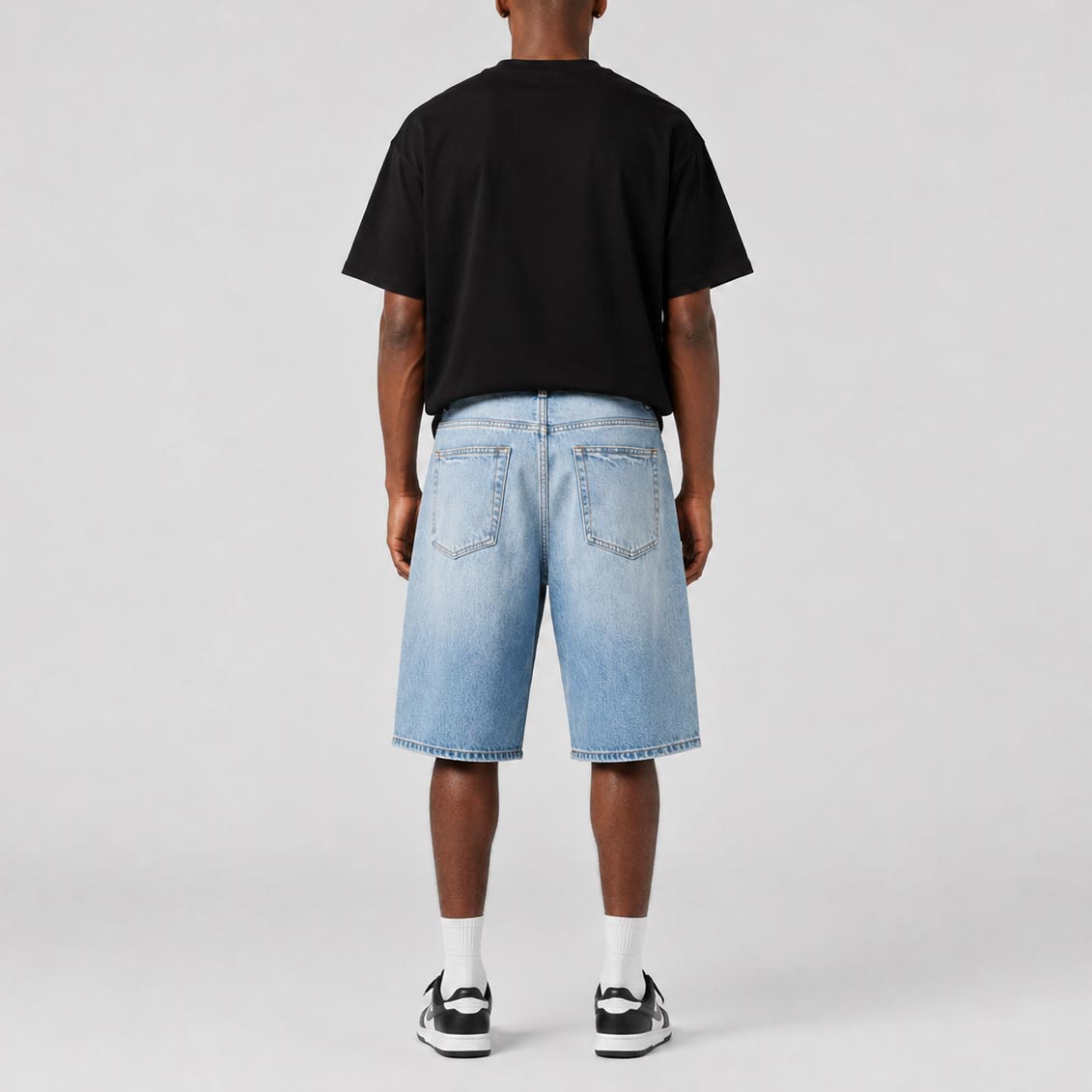 Custom Men's Blue Plain Baggy Denim Shorts