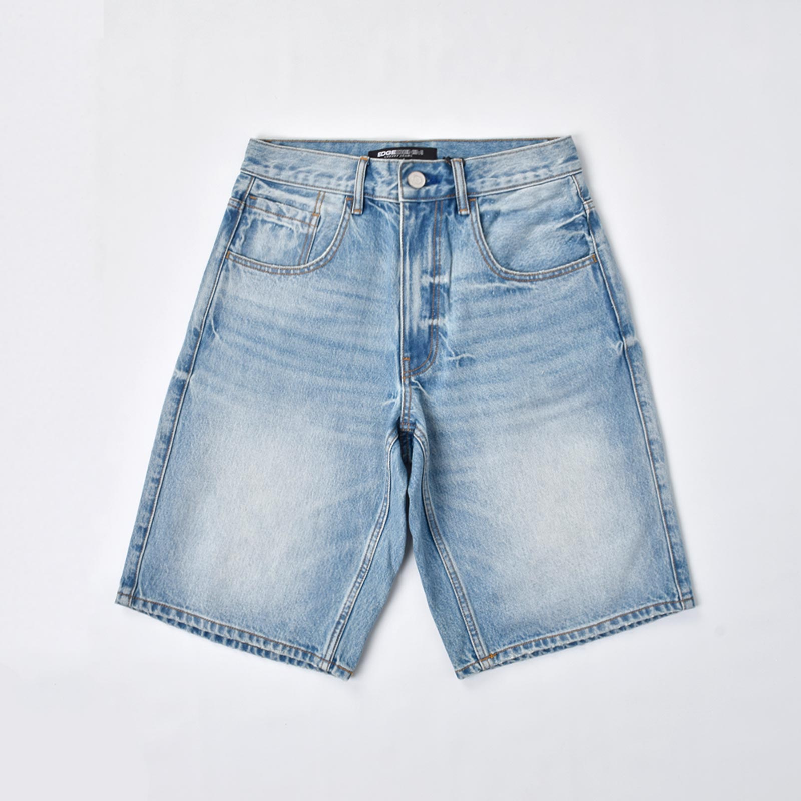 Custom Men's Blue Plain Baggy Denim Shorts
