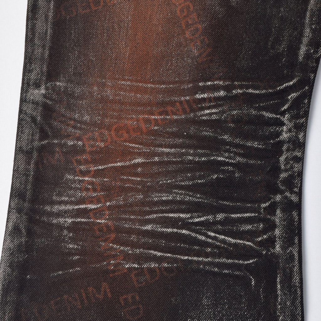 Custom Women's Waxed Coat Laser Printing Boot cut Flare Jeans
