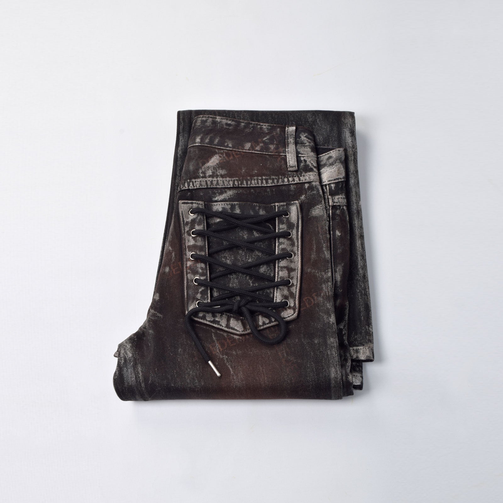 Custom Women's Waxed Coat Laser Printing Boot cut Flare Jeans