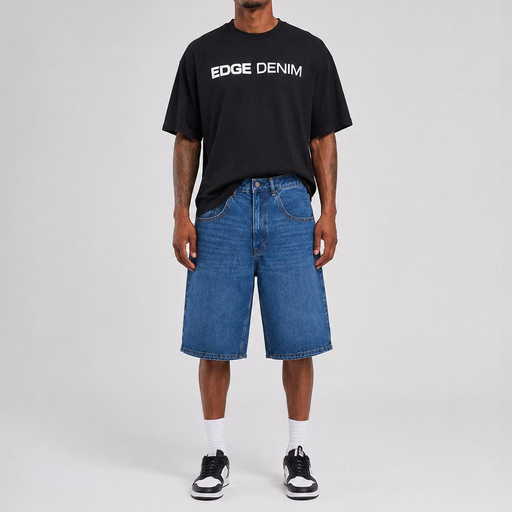 Custom Men's Plain Baggy Denim Shorts