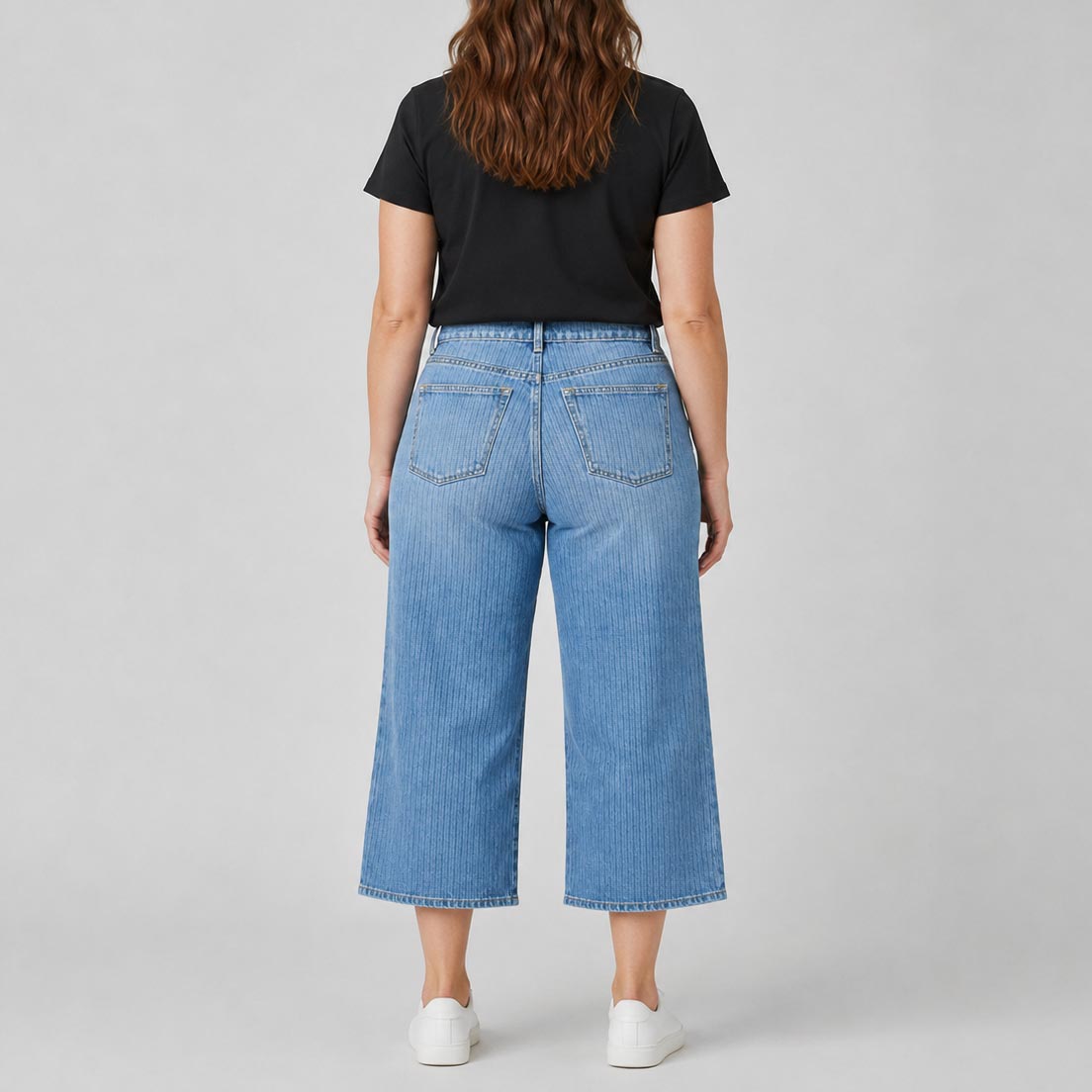 Custom Women's Stripe Straight Leg Fit Capri Jeans