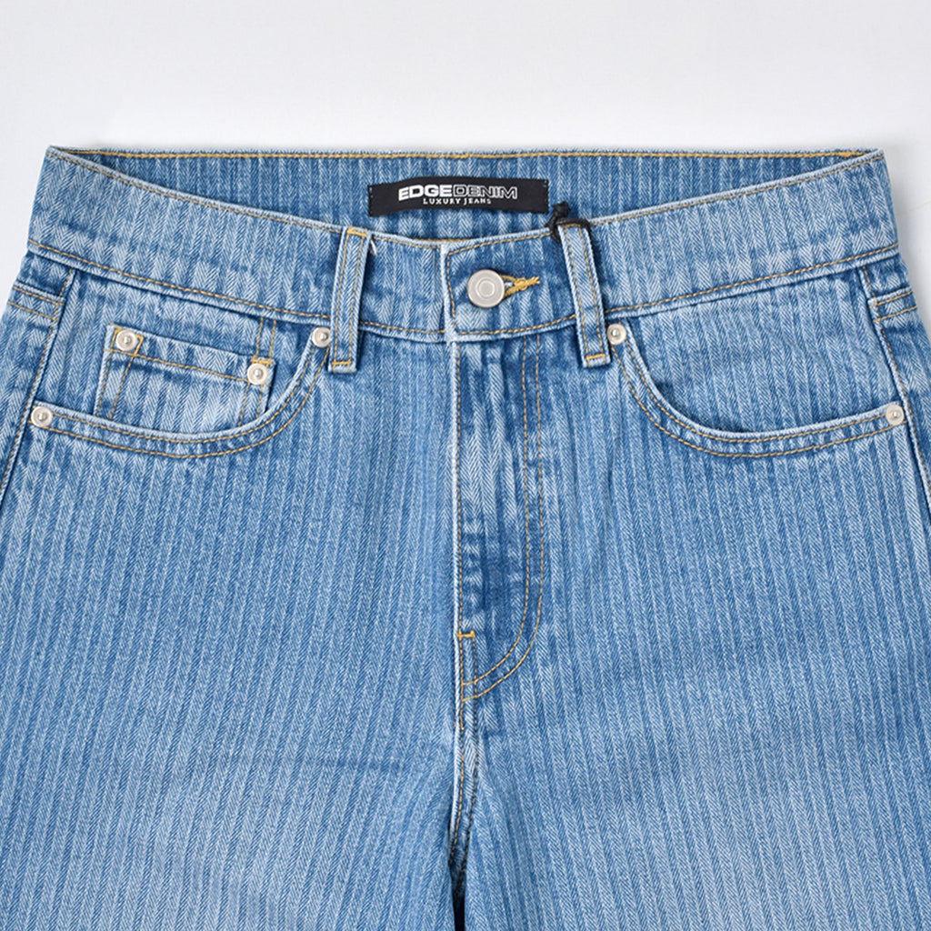 Custom Women's Stripe Straight Leg Fit Capri Jeans