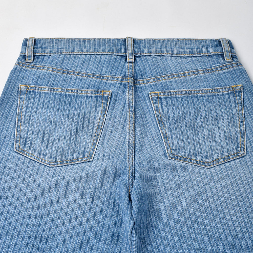 Custom Women's Stripe Straight Leg Fit Capri Jeans