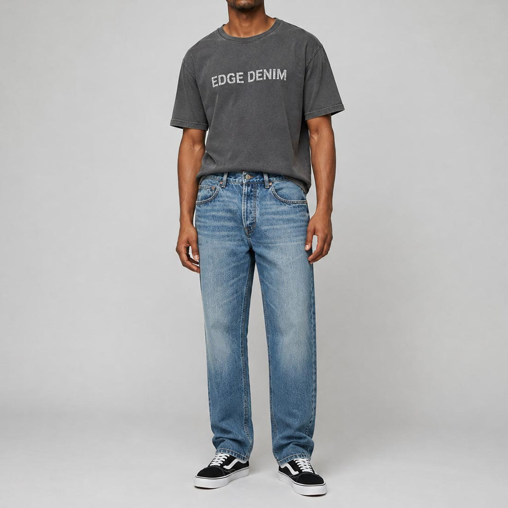 Custom Men's Washed Plain Baggy Jeans With Your Own Design