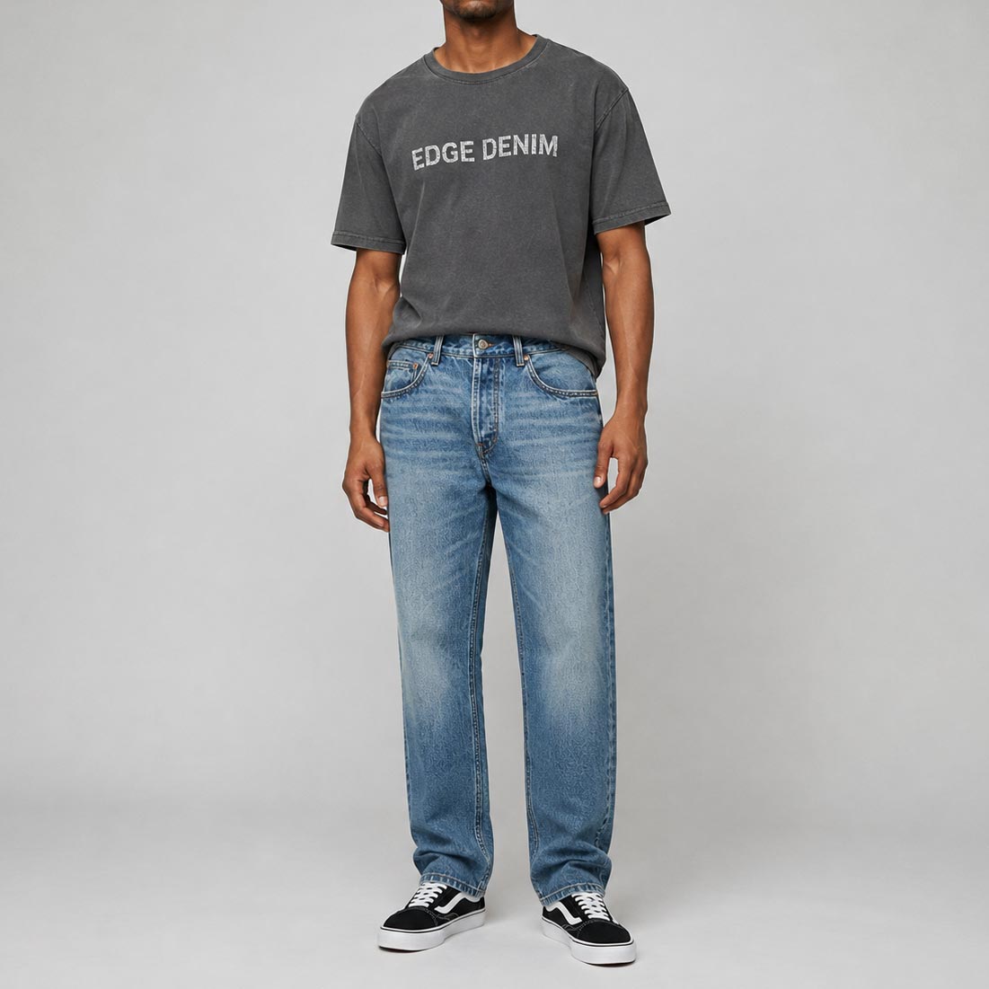 Custom Men's Washed Plain Baggy Jeans With Your Own Design