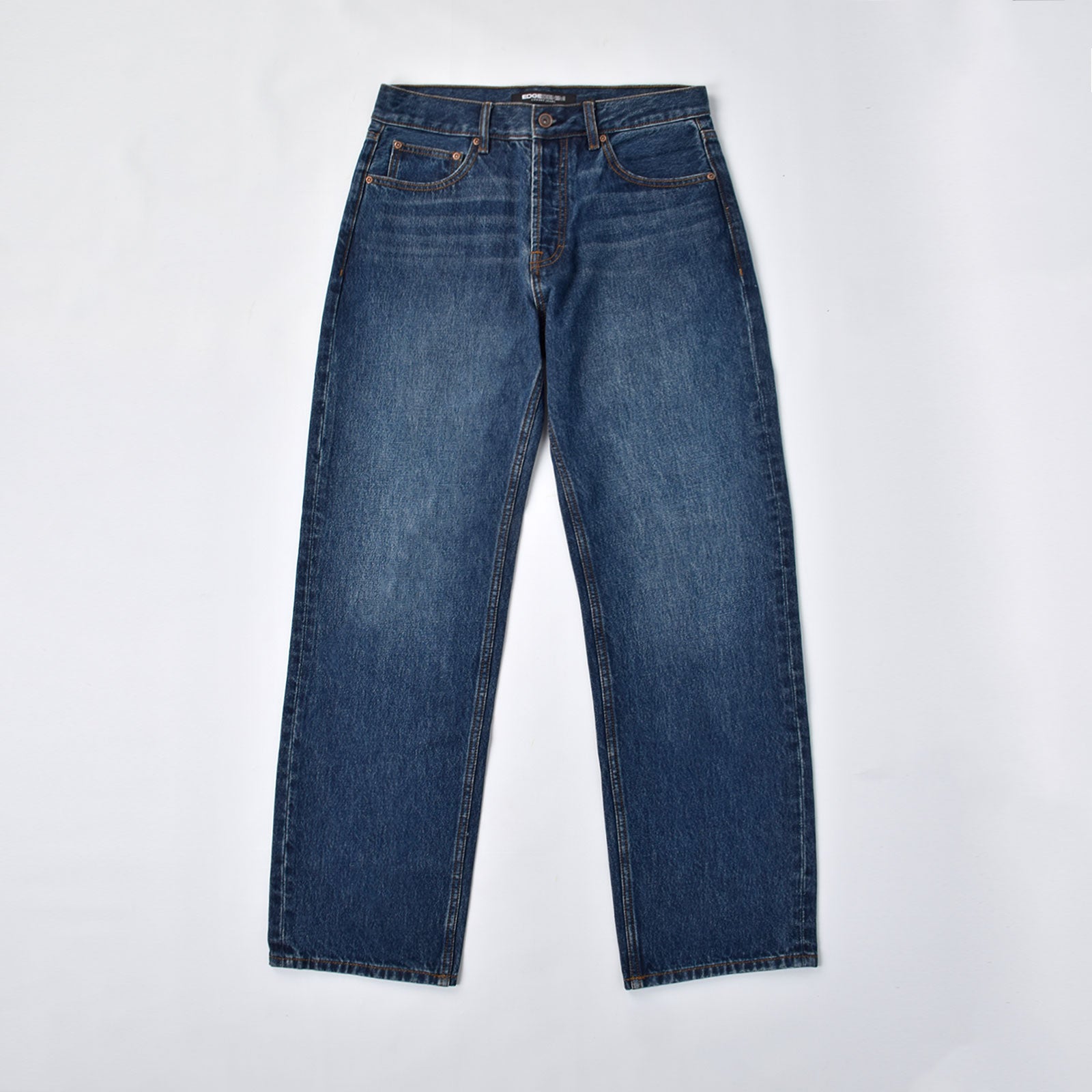 Custom Men's Plain Mid-Blue Heavyweight Denim Jeans
