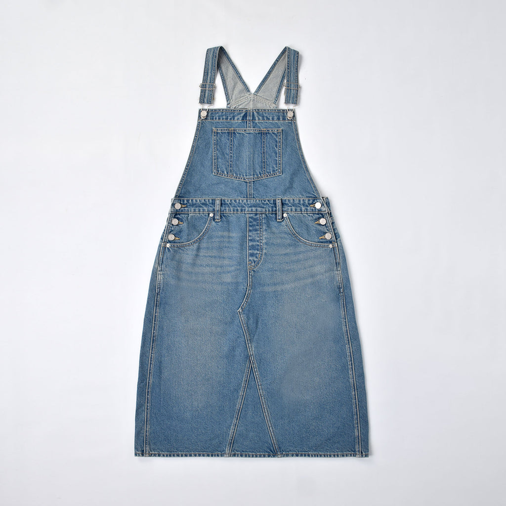 Custom Women's Plain Blue Washed Denim Overalls Dress