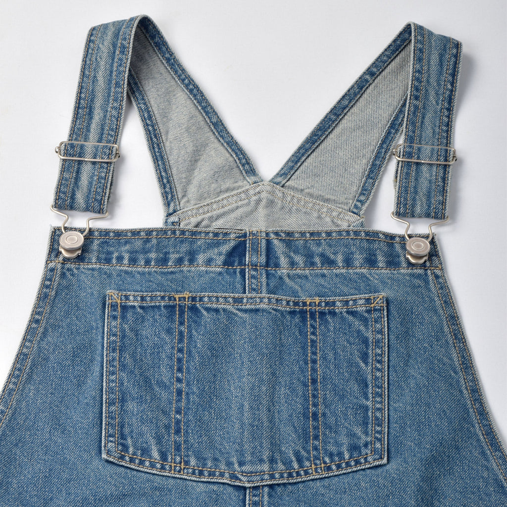 Custom Women's Plain Blue Washed Denim Overalls Dress