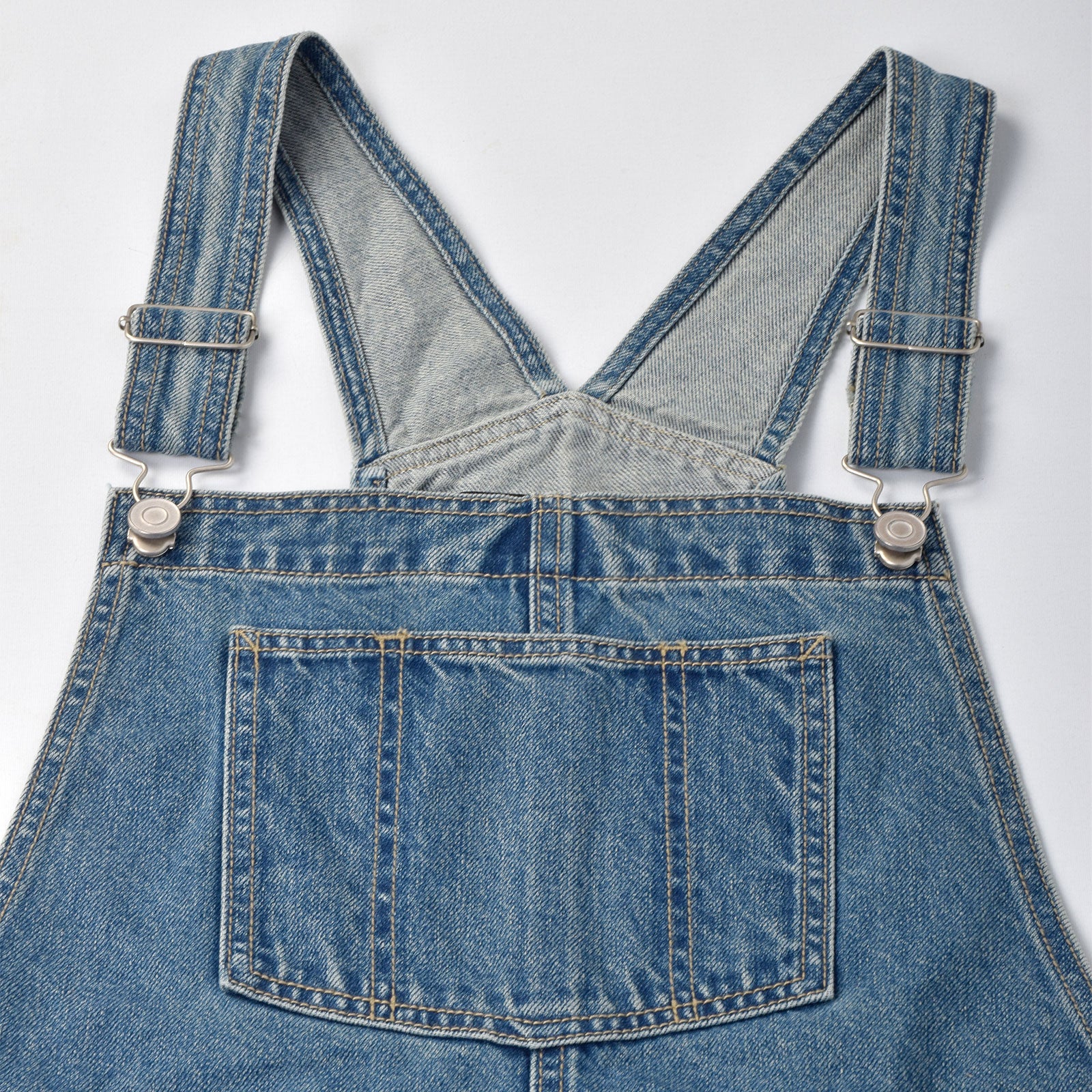 Custom Women's Plain Blue Washed Denim Overalls Dress