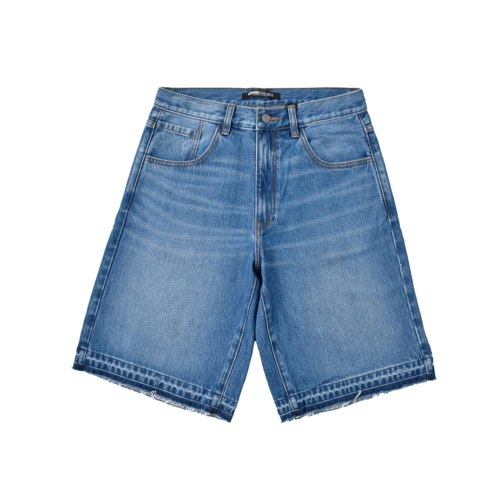 Custom Men's Blue Plain Raw Hem Denim Jeans Shorts