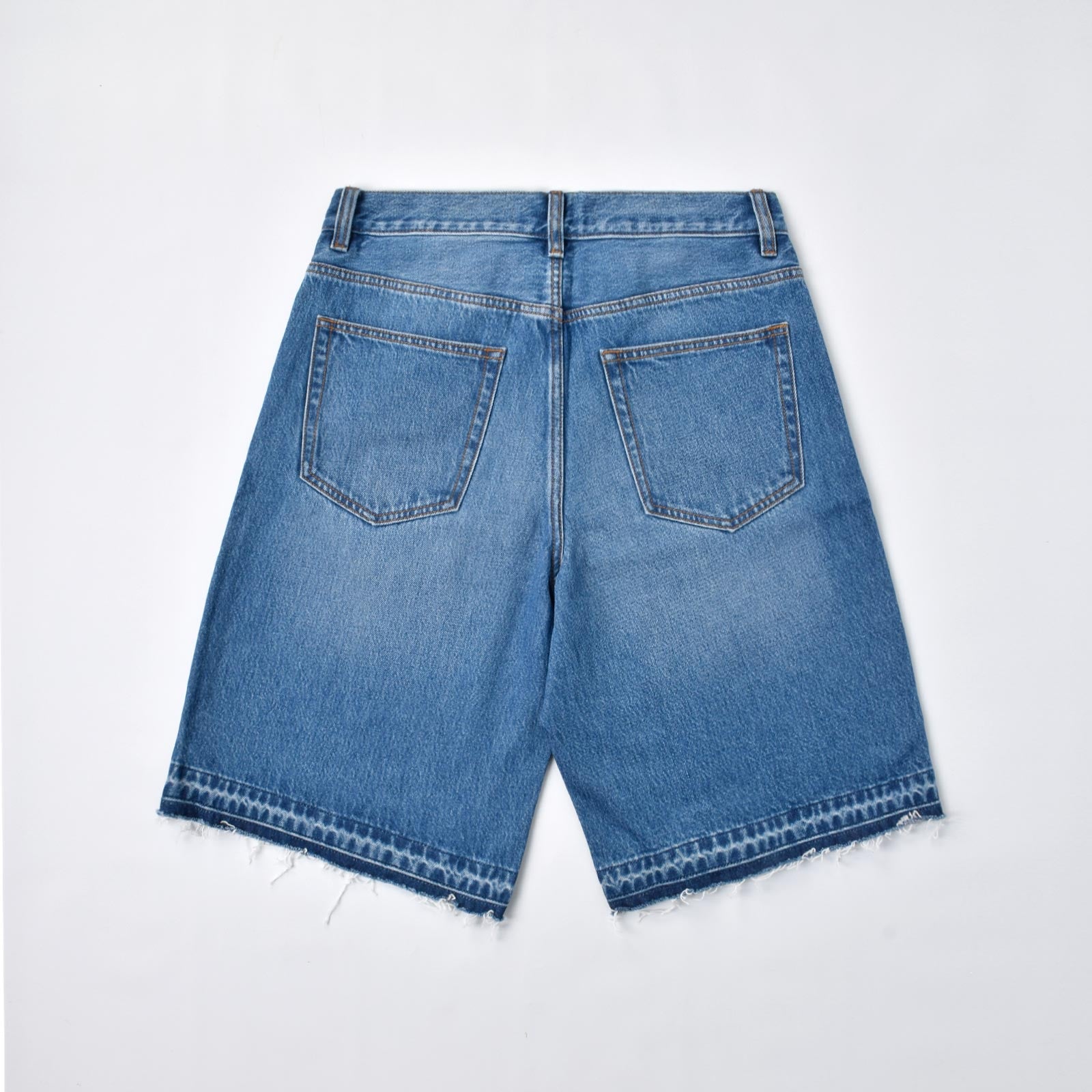 Custom Men's Blue Plain Raw Hem Denim Jeans Shorts