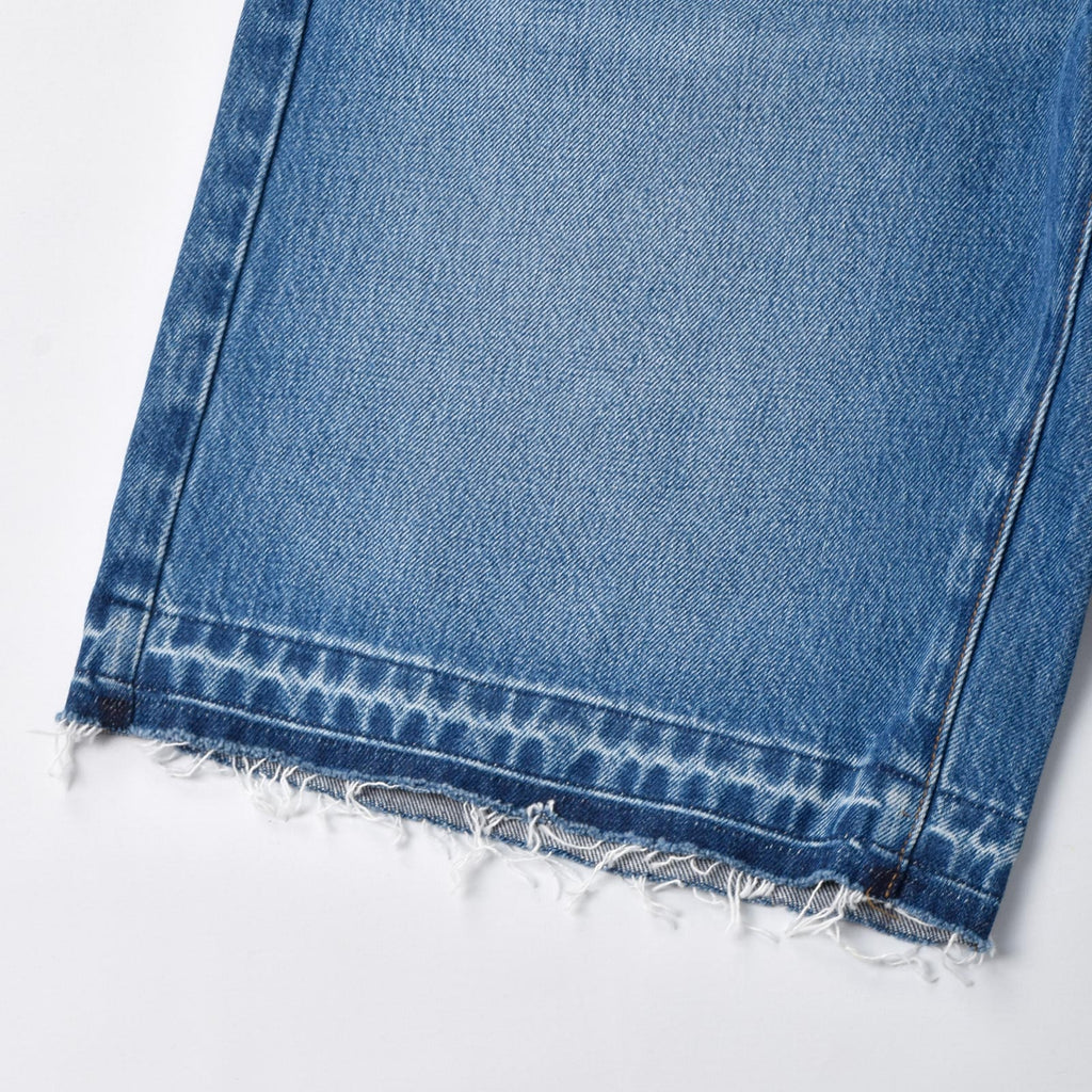 Custom Men's Blue Plain Raw Hem Denim Jeans Shorts