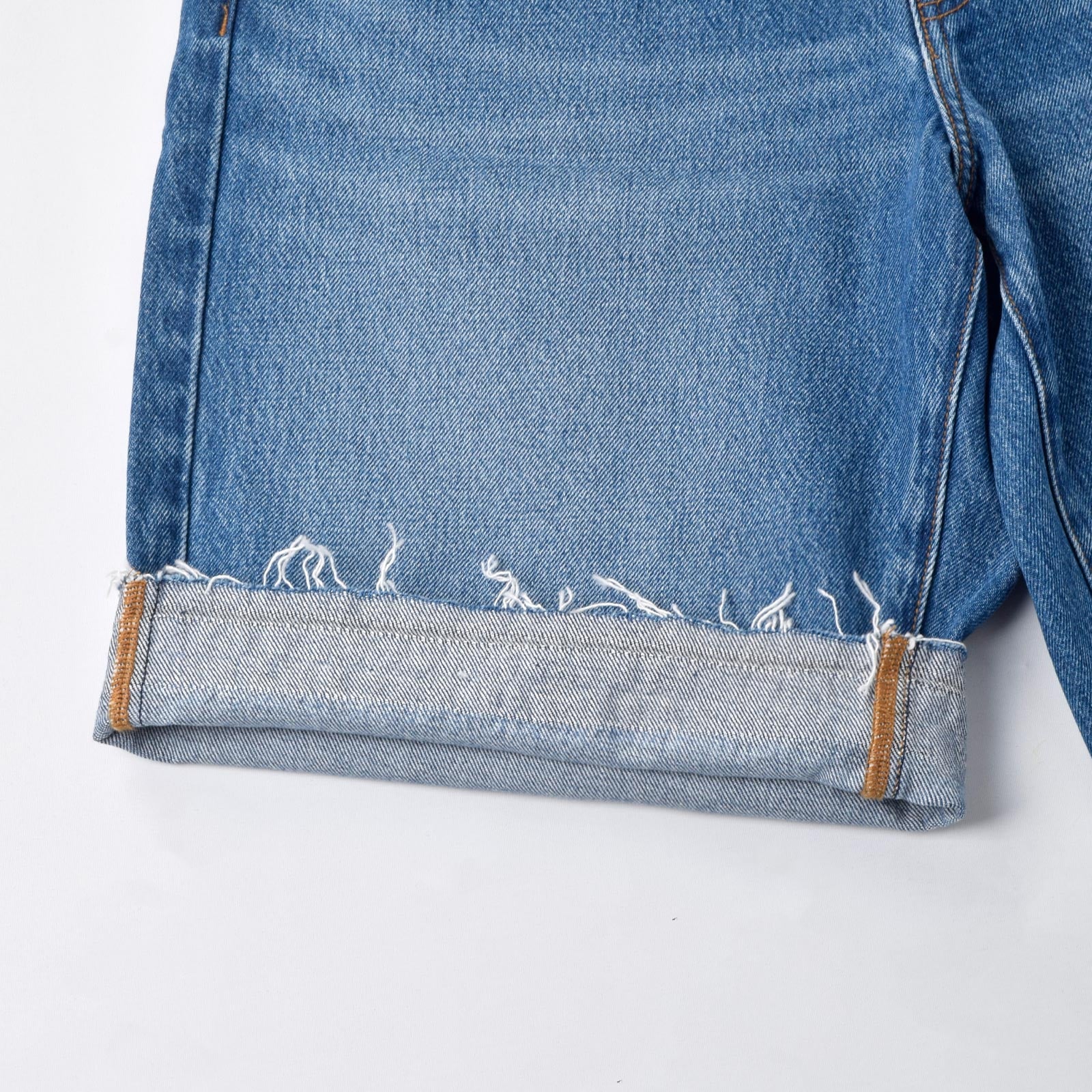 Custom Men's Blue Plain Raw Hem Denim Jeans Shorts