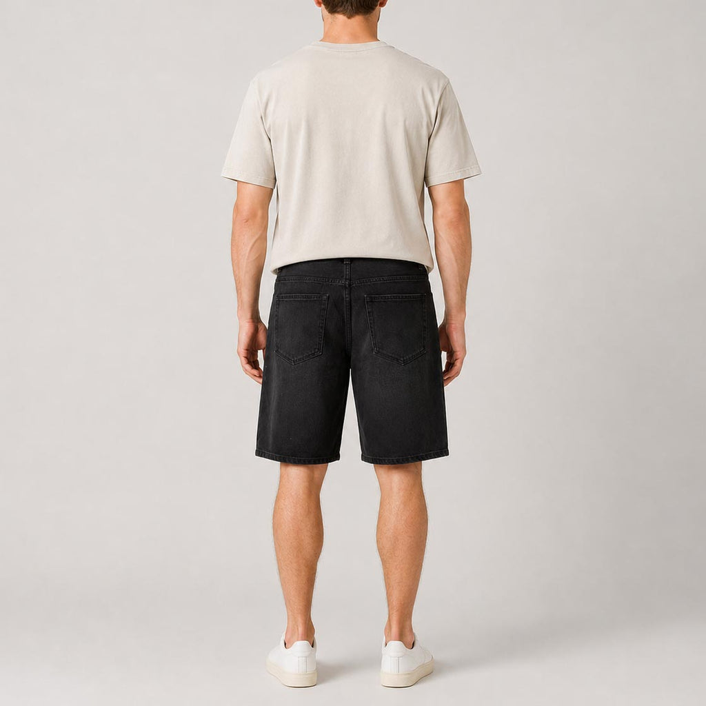 Custom Men's Black Plain Baggy Denim Jeans Shorts