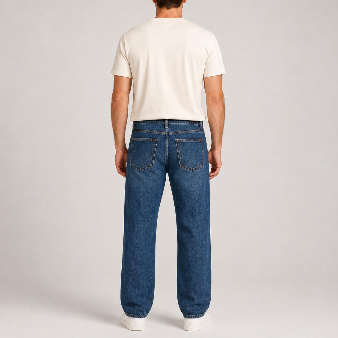 Custom Men's Plain Blue Washed Denim Jeans