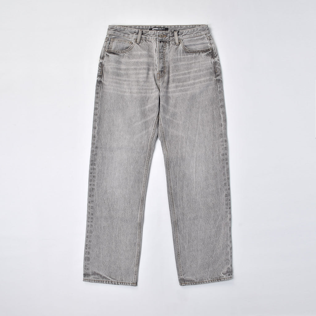 Custom Men's Grey Tapered Fit Plain Washed Jeans