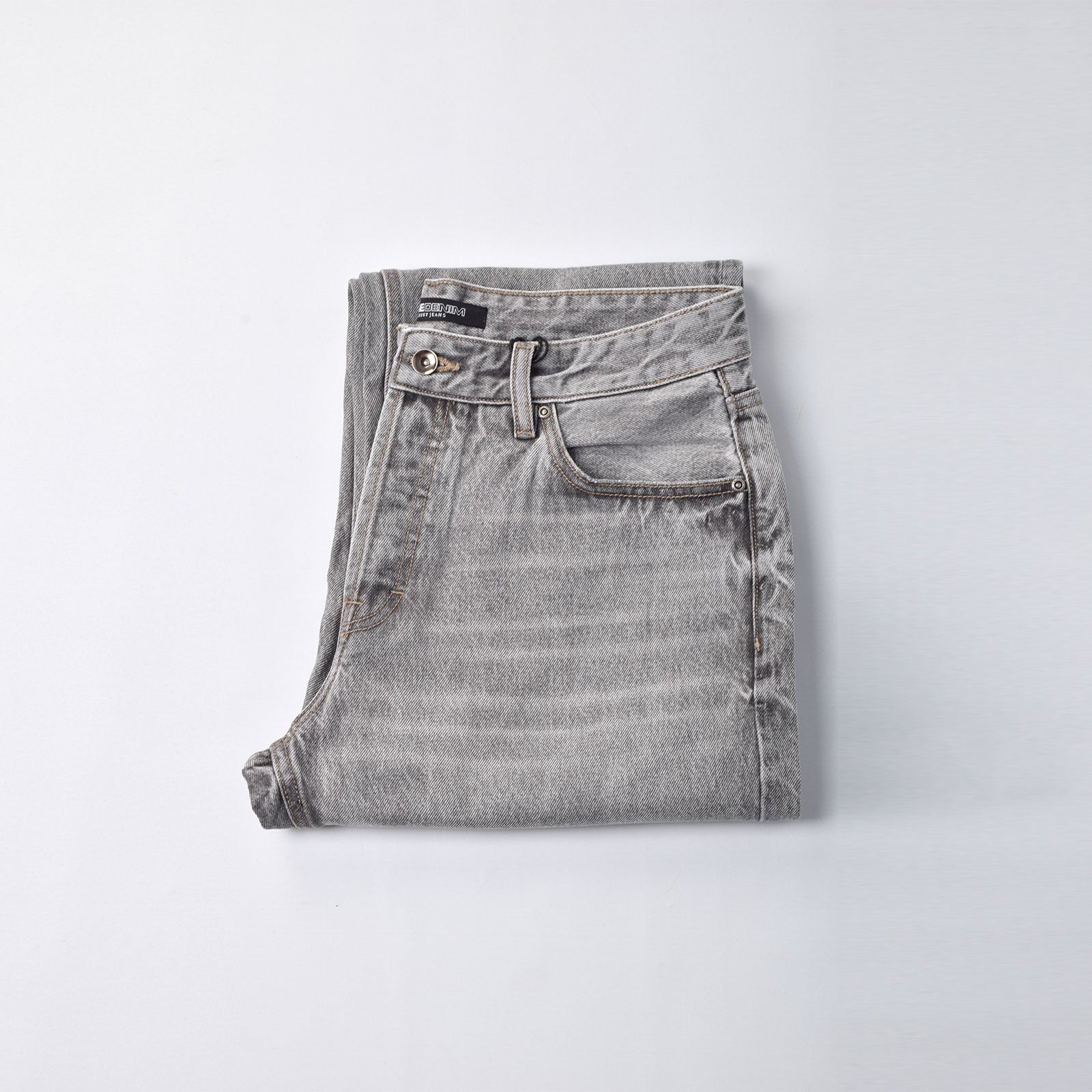 Custom Men's Grey Tapered Fit Plain Washed Jeans
