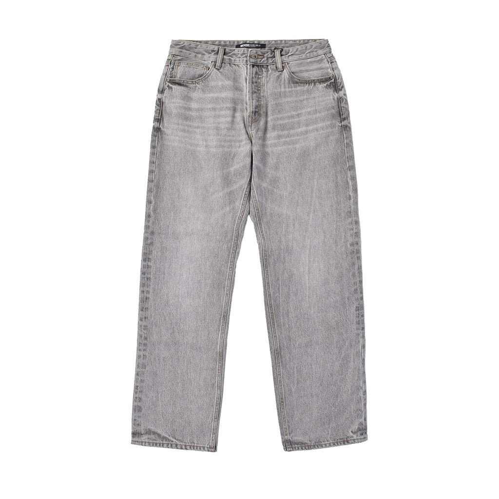 Custom Men's Grey Tapered Fit Plain Washed Jeans