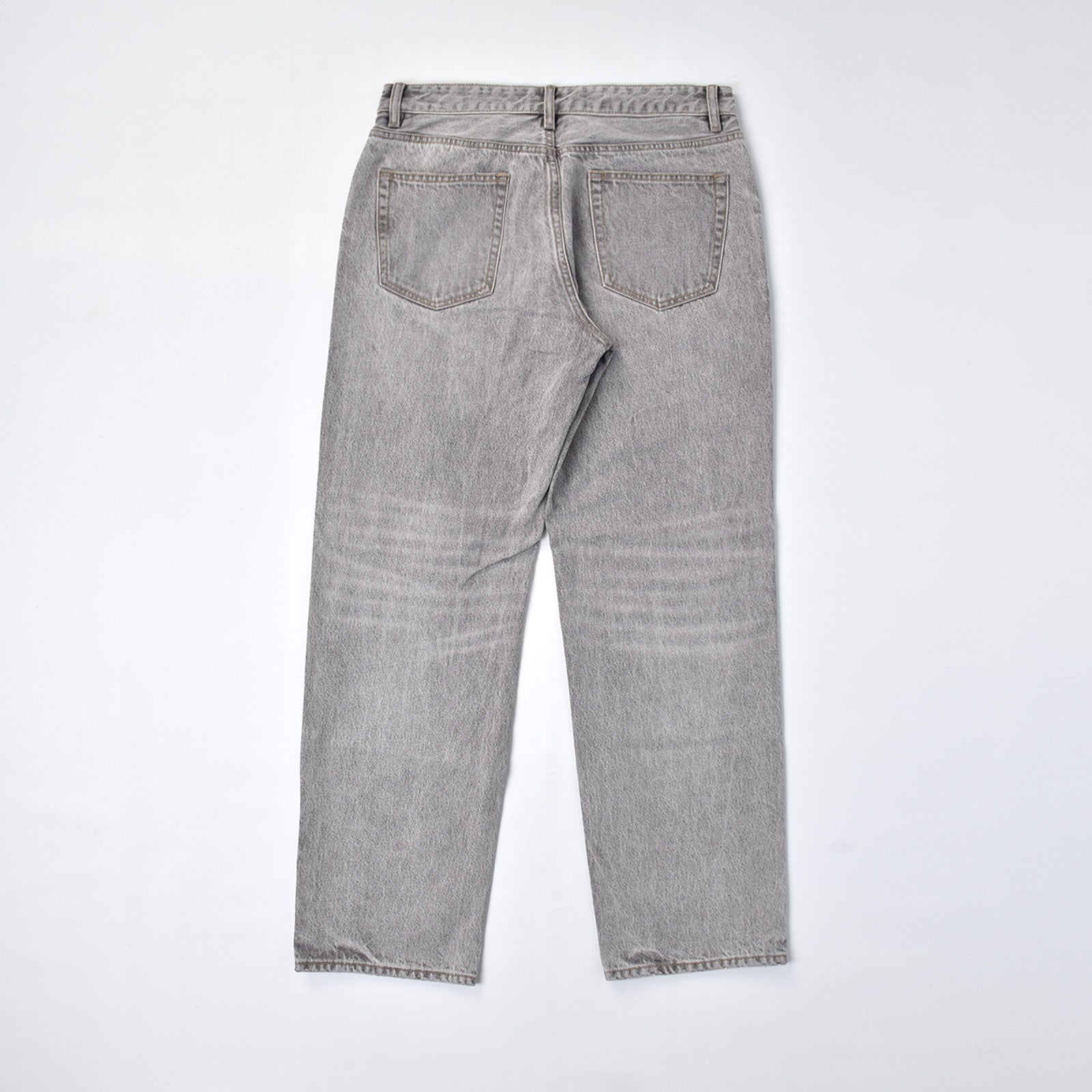 Custom Men's Grey Tapered Fit Plain Washed Jeans