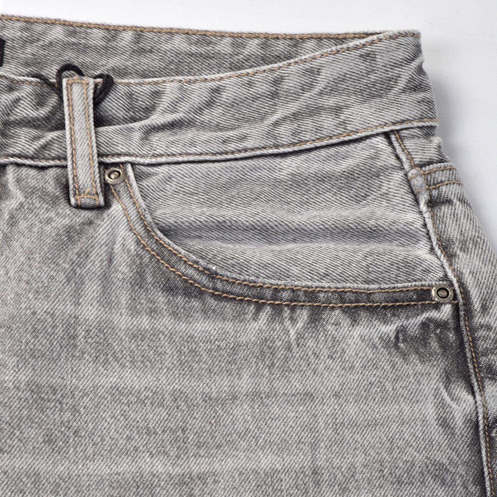 Custom Men's Grey Tapered Fit Plain Washed Jeans