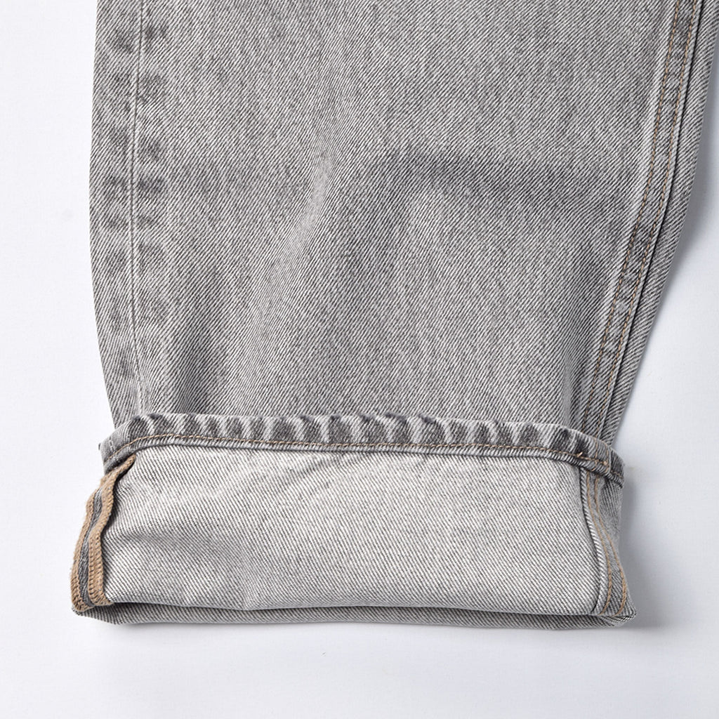 Custom Men's Grey Tapered Fit Plain Washed Jeans