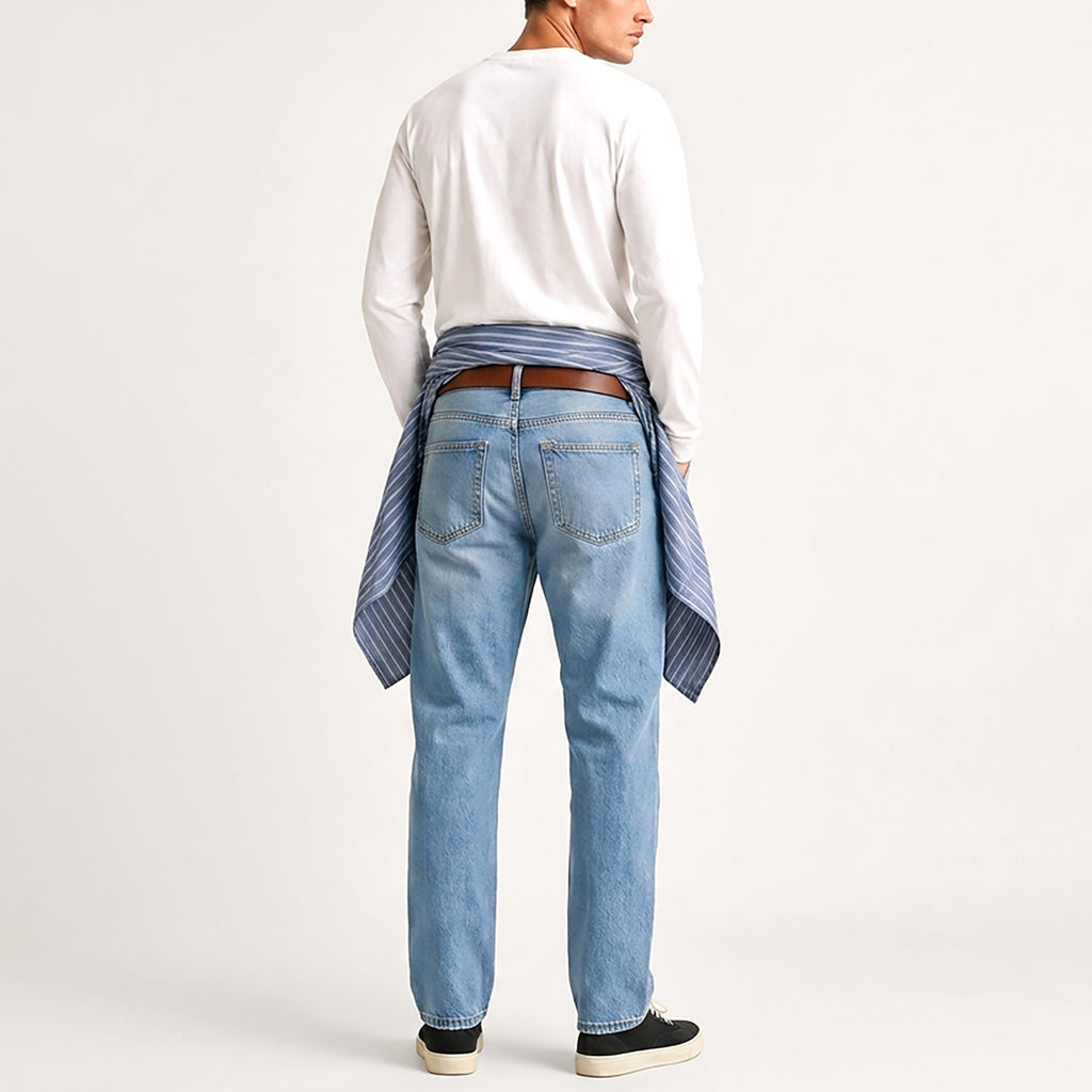 Custom Men's Plain Blue Tapered Fit Denim jeans