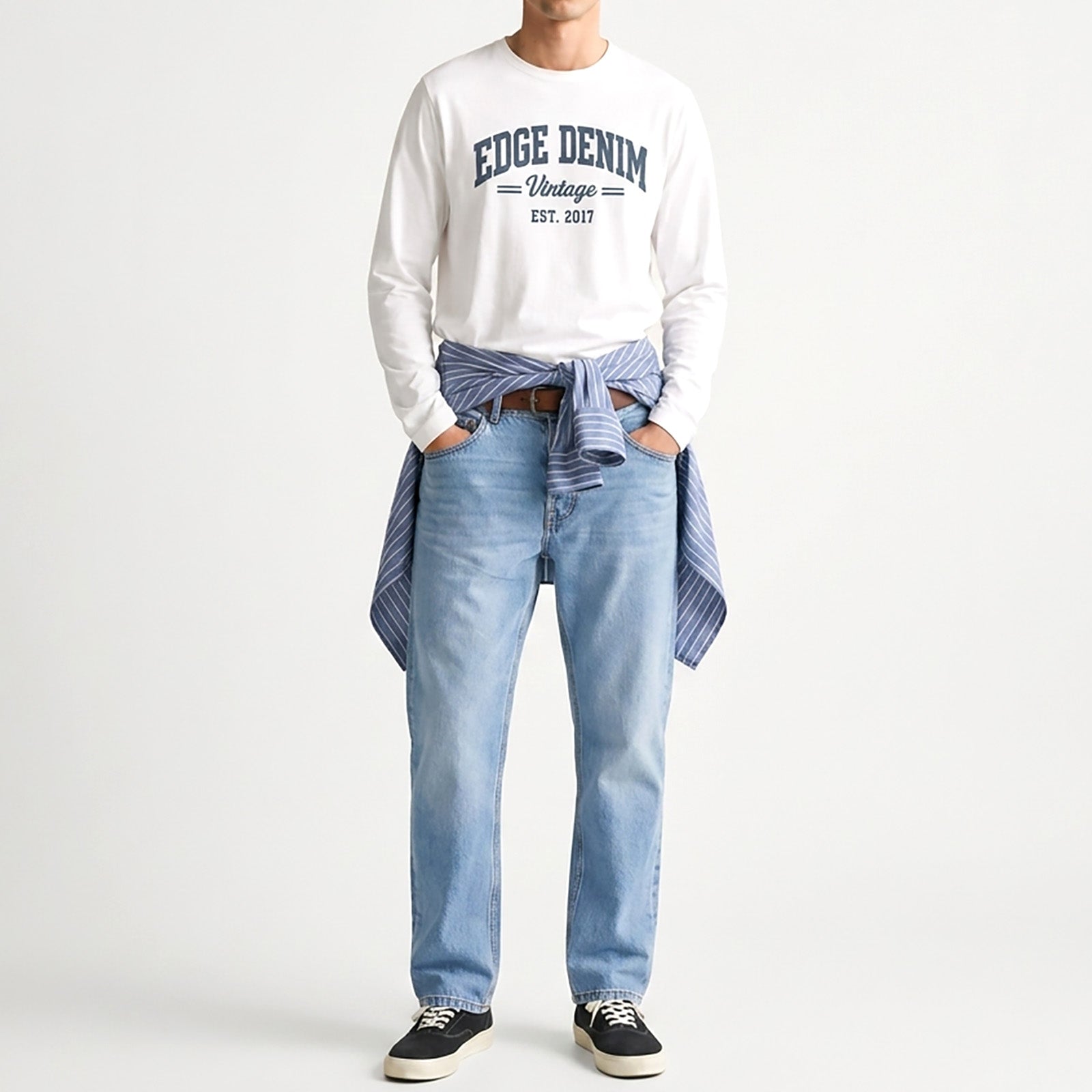Custom Men's Plain Blue Tapered Fit Denim jeans