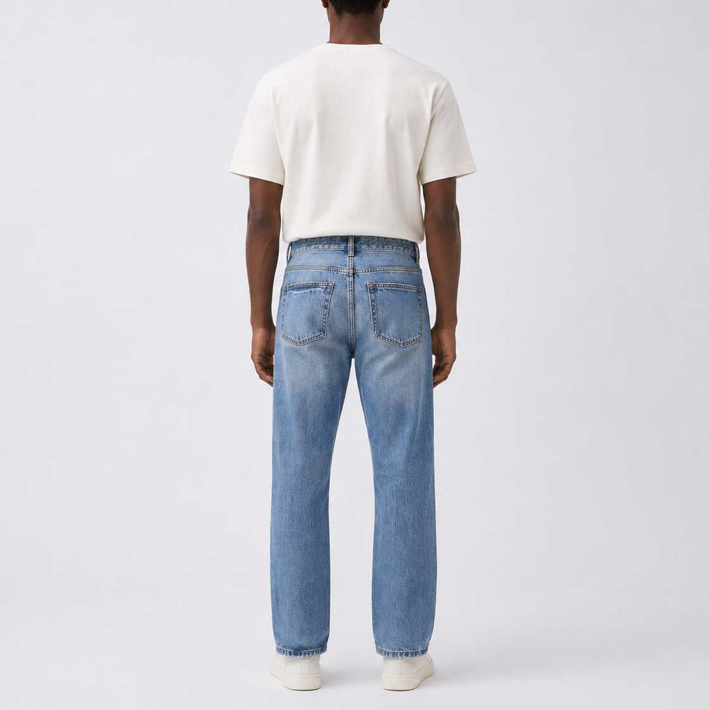 Custom Men's Blue Washed Tapered Fit Denim Jeans