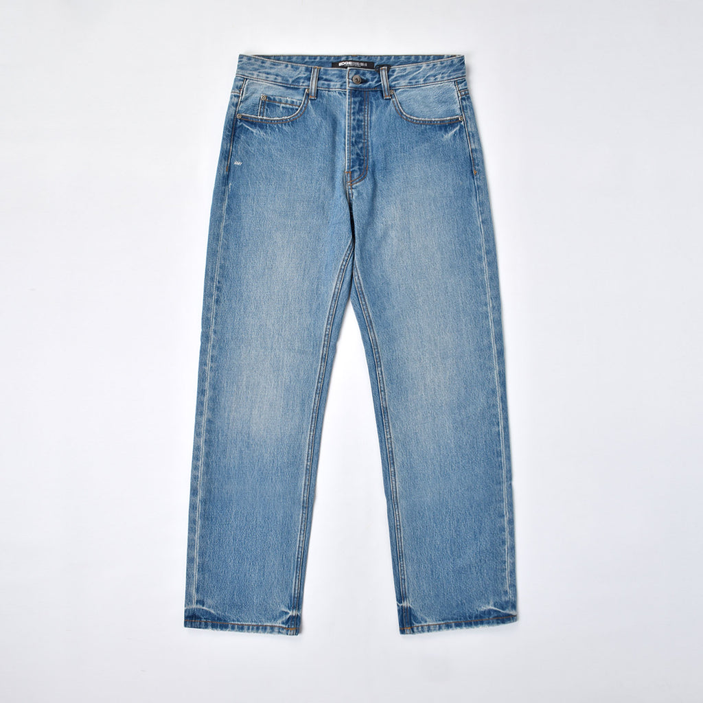 Custom Men's Blue Washed Tapered Fit Denim Jeans
