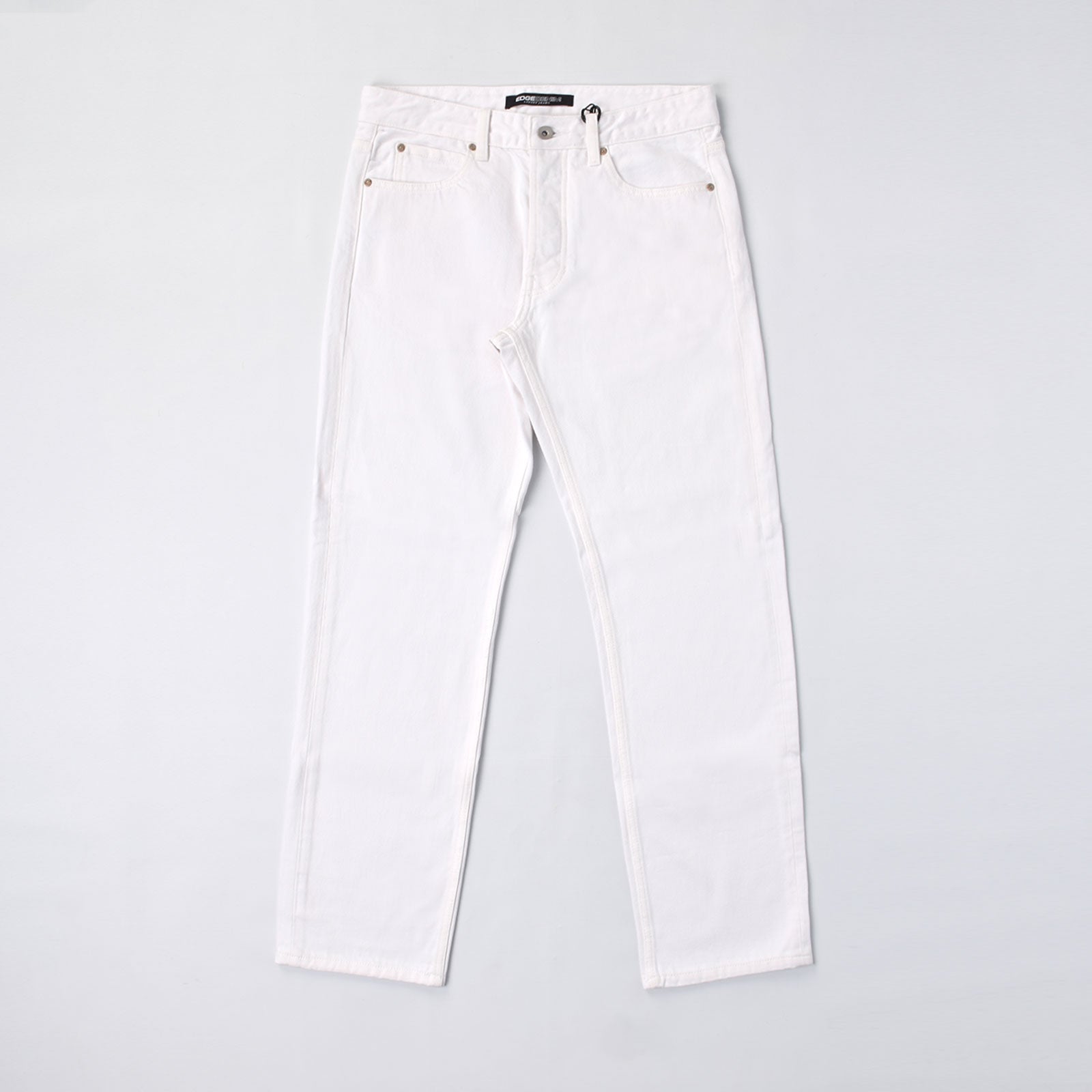 Custom Men's White Plain Tapered Fit Denim Jeans