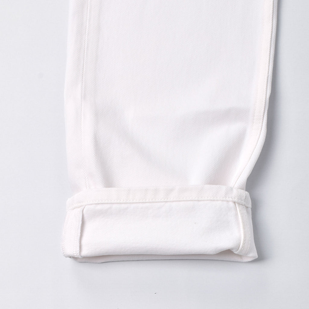 Custom Men's White Plain Tapered Fit Denim Jeans