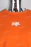Orange oversize digital print heavyweight T shirt men